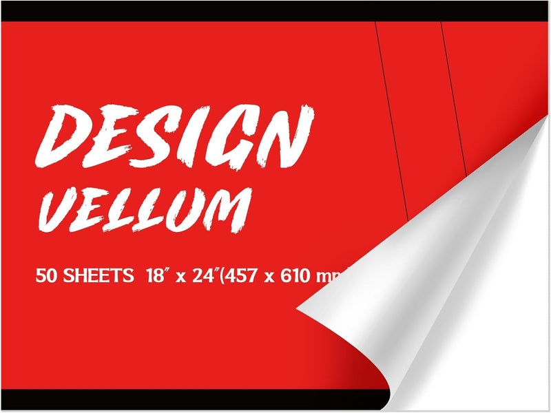 ForraFun 18 x 24 Inches Design Vellum Pad Drafting Vellum Paper Pad White Translucent Drafting Tracing Paper for Drawing Design Tracing and Architecture, 50 Sheets - Image 1